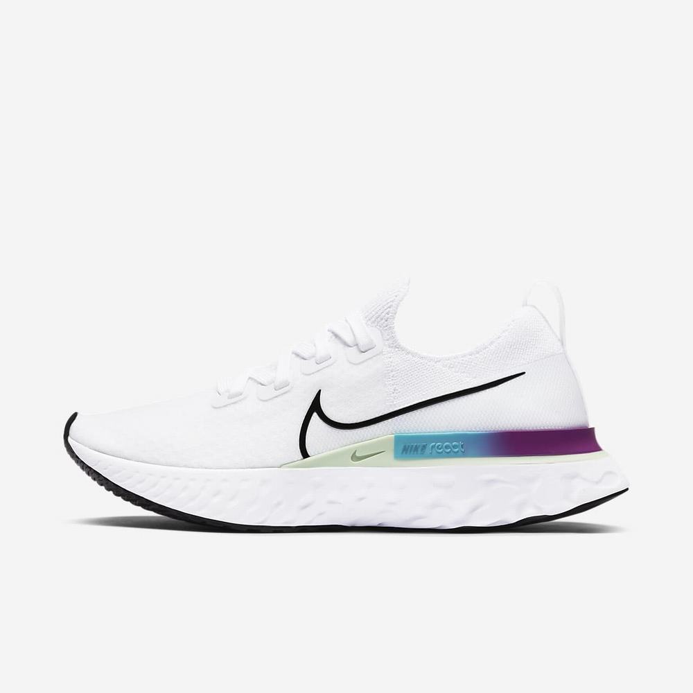 Chaussure De Running Nike React Infinity Run Flyknit Blanche 6304-291 White/Vapor Green/Oracle Aqua/Black Femme | CGM-82892287